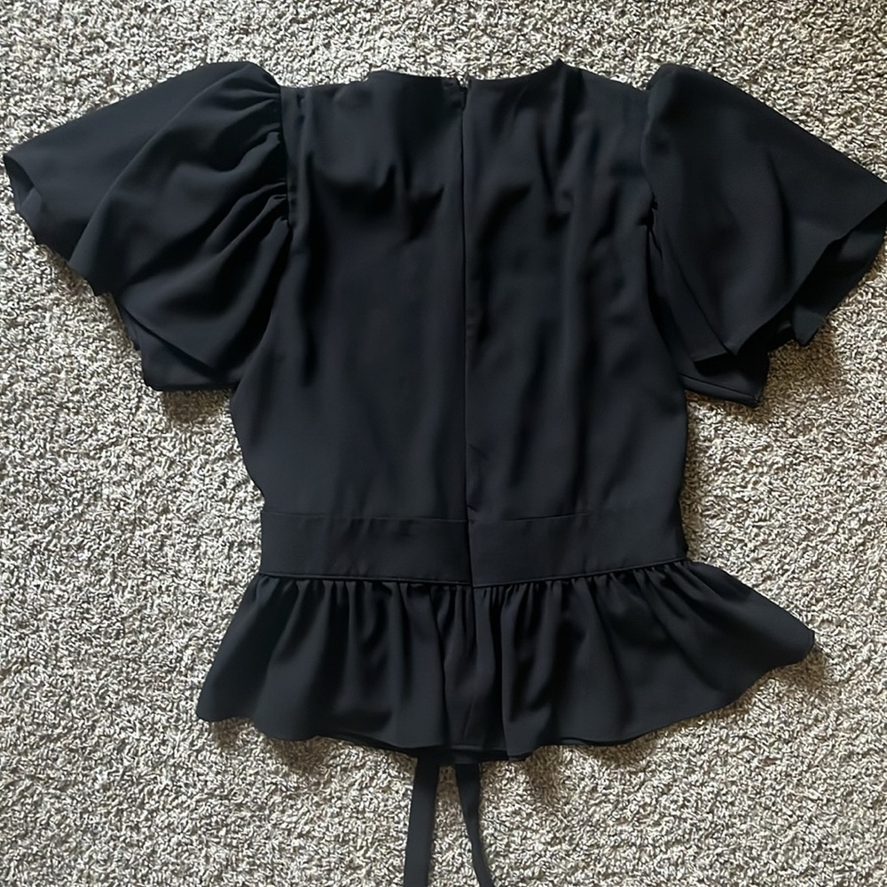 Express Black Ruffled Top Size S - Picture 2 of 3